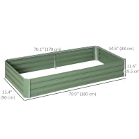 Outsunny 6' x 3' x 1' Raised Garden Bed with 2 Trellis Tomato Cages, Steel Frame Elevated Planter Box, Light Green(m-3)