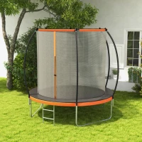 Soozier 10ft Outdoor Trampoline with Enclosure Net and Ladder, Backyard Fitness Trampoline for Teens and Adults(m-8)