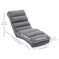 HOMCOM Folding Floor Chair with Back Support for Adult, 9-Position Lazy Sofa Chair with Adjustable Back, Backrest and Footrest for Reading, Gaming, Meditation, Soft Cushioned, Grey(m-3)