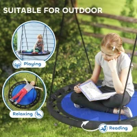 Qaba 39 inch Saucer Tree Swing Set for Kids with Adjustable Hanging Ropes for Outdoor, Backyard, Navy Blue(m-6)
