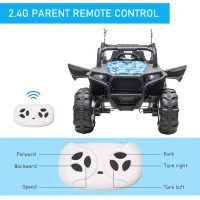 Aosom 12V Kids Ride On Truck, 10Ah Electric Car Off-Road UTV with Bluetooth, Remote Control, Suspensions, USB, MP3, Lights, 3 Speeds & 4 Motors, Blue(m-8)