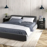 HOMCOM Bedside Table Set of 2, Modern Nightstand with Drawers and High Gloss Fronts, Night Table for Bedroom, Black(m-8)