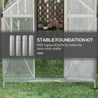 Outsunny 6' x 8' Walk-in Polycarbonate Greenhouse Aluminium Green House with 2 PC Panel Types, 5-Level Roof Vent, Rain Gutter(m-7)