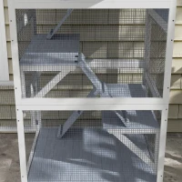 PawHut Catio, Outdoor Cat Enclosure House on Wheels with Hammock, Gray(m-9)
