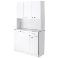 HOMCOM 71" Modern Buffet with Hutch, Standing Kitchen Hutch with Storage Cabinets, Drawer, Open Space with Microwave Stand, White(m-11)