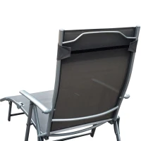 Outsunny Heavy-duty Adjustable Folding Reclining Chair Outdoor Sun Lounger Patio Chaise Lounge Garden Beach Gravity Lounge with Pillow, 7 Adjustable Backrest Positions, Grey(m-9)