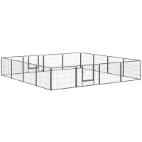 PawHut Heavy Duty Dog Playpen, 16 Panels Pet Playpen Dog Fence, Portable Puppy Exercise Pen, with 2 Doors Locking Latch, Outdoor or Indoor Use 23.5" Height(m-2)