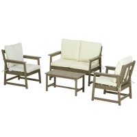 Outsunny Patio Furniture Set HDPE Material, 45" x 27.5" x 31.5", Cream White(m-1)
