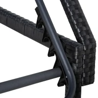 Outsunny Wicker Chaise Lounger PE Rattan Outdoor Lounge Chair Garden Chair Recliner with 5-Level Adjustable Backrest and 2 Wheels, Dark Blue(m-10)