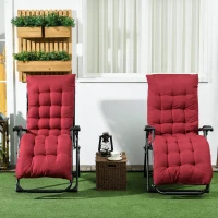 Outsunny Folding Garden Chairs Set of 2, Reclining Zero Gravity Chair, Sun Lounger with Cushion and Headrest, Wine Red(m-8)