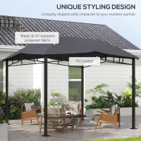 Outsunny 10' x 10' Soft Top Patio Gazebo Outdoor Canopy with Geometric Roof, All-weather Steel Frame, Gray(m-4)