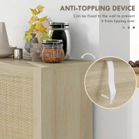 HOMCOM Boho Sideboard, Buffet Cabinet with Storage, Accent Cabinet with 2 Rattan Doors and Adjustable Shelves, Natural(m-4)
