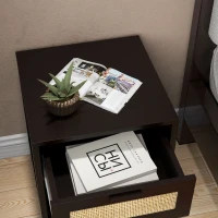 HOMCOM Modern Bedside Table, Accent Nightstand with Drawer and Open Shelf, Bed End Table for Bedroom, Living Room, Black(m-9)
