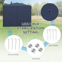 Outsunny 10' x 10' Pop Up Canopy Tent, Instant Sun Shelter, with Wheeled Bag and Mesh Windows, Height Adjustable, Dark Blue(m-9)