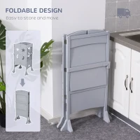 Qaba Step Stool with Safety Rail and Support Handles Kitchen Counter Step-up Helper(m-7)