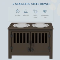 PawHut Dog Food Storage Cabinet with Bowls & Dog Feeding Station, Espresso(m-4)