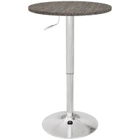 HOMCOM Adjustable Bar Table for 2, Round Pub Table with PE Rattan Top and Steel Base for Home Bar, Small Dining Room, Brown(m-2)