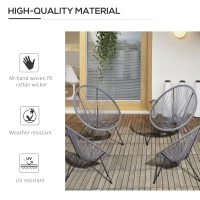 Outsunny 4-Piece Outdoor Patio Conversation Furniture Set All-Weather PE Rattan Wicker Oval Chair Sets - Light Grey(m-5)