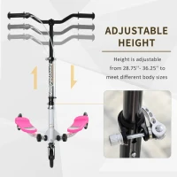 HOMCOM Y Fliker Scooter, Outdoor Swing Wiggle Scooter, 3 Wheel Scooter for 6-8 Years Old, Pink(m-5)