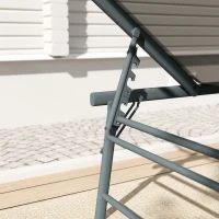 Outsunny Folding Outdoor Lounge Chair, Reclining Chaise Lounge Tanning Chair w/ Adjustable Back, Mesh Seat, Light Grey(m-10)