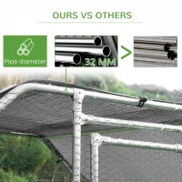 PawHut Large Chicken Coop Metal Chicken Run for Chickens with Waterproof and Anti-UV Cover, Flat Shaped Walk in Fence Cage Hen House for Outdoor and Yard Farm Use, 1.26" Dia, 9' x 6' x 6.5'(m-8)
