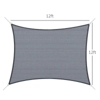 Outsunny Square 12’ Canopy Sun Sail Shade Garden Cover UV Protector Outdoor Patio Lawn Shelter with Carrying Bag Grey(m-3)