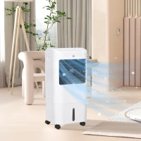 HOMCOM Cooling Fan for Bedroom with Ice Pack, Tower Fan with Remote Control, 3 Modes, 3 Speeds, 7.5H Timer, White(m-1)