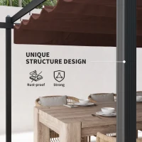 Outsunny 13' x 13' Aluminum Retractable Pergola Canopy, Outdoor Pergola for Garden, Patio, Backyard, Deck, Brown(m-5)