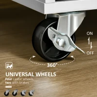 HOMCOM 41" Modern Rolling Kitchen Island on Wheels, Utility Cart Storage Trolley with Rubberwood Top & Drawers, Gray(m-5)