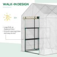 Outsunny 56" x 56" Walk-in Greenhouse Outdoor, Portable Gardening Plant Hot House with 2-Tier Shelf, Green(m-5)
