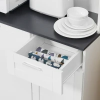 HOMCOM 71" Kitchen Pantry Cabinet, Storage Buffet with Hutch, Adjustable Shelves for Living Room, High Gloss White(m-10)