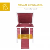 PawHut Small Wooden Rabbit Hutch Bunny Cage Guinea Pig Cage Duck House Dog House with Openable & Waterproof Roof, for Rabbits, Chickens, Ducks, Red(m-4)