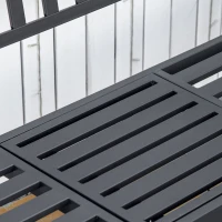 Outsunny Metal Outdoor Bench with Liftable Middle Table, Patio Loveseat, Garden Bench for Lawn, Porch, Seats 2–3 People, Black(m-9)