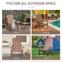 Outsunny Adirondack Chair, HDPE Fire Pit Chair, Weather Resistant Outdoor Chair for Patio, Garden, Backyard, Lawn, Brown(m-7)