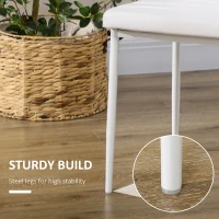 HOMCOM High Back Dining Chairs, Modern Upholstered PU Leather Accent Chairs with Metal Legs for Kitchen, Set of 6, White(m-4)