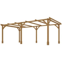 Outsunny 20' x 10' Wood Pergola, Outdoor Gazebo Grape Trellis with Stable Structure for Climbing Plant Support, Dark Brown(m-1)
