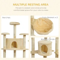 PawHut 79" Scratching Kitten Tree Condo Kitten Scratch Activity Center Toys Beige(m-5)