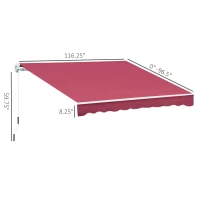 Outsunny 10' x 8' Retractable Awning, Patio Awnings, Sunshade Shelter w/ Manual Crank Handle, UV & Water-Resistant Fabric and Aluminum Frame for Deck, Balcony, Yard, Red(m-3)