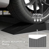 HOMCOM Car Ramps, Curb Ramps with Plastic Anti-Slip Surface, 6600lbs Capacity for Cars SUVs Small Vans, Set of 2, Black(m-4)