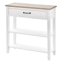 HOMCOM 30" Console Table, Modern Narrow Entryway Table with Drawer and 2 Shelves, Sofa Table for Living Room, Hallway, White(m-2)