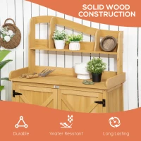 Outsunny Outdoor Storage Cabinet & Potting Table, Wooden Gardening Bench with Patio Cabinet and Magnetic Doors, Yellow(m-7)
