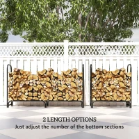 Outsunny 6ft Outdoor Firewood Rack with Cover, Adjustable Wood Storage Holder, Indoor Outdoor Log Rack for Fireplace, Black(m-7)