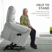 HOMCOM Power Lift Chair, Velvet Touch Upholstered Recliner Chair for Elderly with Vibration Massage, Remote Control, Side Pockets, Grey(m-4)