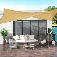 Outsunny Rectangle 20'x 16' Sun Shade Sail Top Cover Fabric Outdoor Shelter Backyard Window Garden Sand Carrying Bag Sand(m-8)