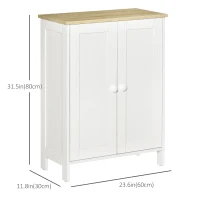 HOMCOM Storage Cabinet with Doors, Cupboard Organization with 2 Adjustable Shelves, Storage Solution for Living Room, Bathroom(m-3)