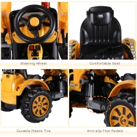 Aosom 6V Kids Electric Ride On Excavator,  Digger Tractor Toddler Construction Vehicle Moving Forward Backward(m-5)
