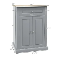 HOMCOM Rolling Kitchen Island Cart, Portable Serving Trolley Table with Drawer, Adjustable Shelf and 2 Towel Racks, Grey(m-3)