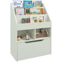 HOMCOM Kids Bookcase with Storage Drawer for Books, Reading Nook, for Classroom, Bedroom, Playroom, Green(m-11)