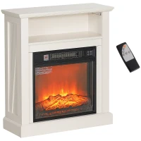 HOMCOM 27" Freestanding Electric Fireplace with Mantel, 1400W Replaceable Fireplace Insert Heater with Timer, White(m-11)