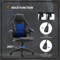 Vinsetto PU Leather Gaming Chair High Back Office Chair with Adjustable Height, Computer Gamer Chair, Blue(m-5)